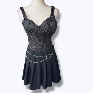 Hot Topic Chain Skirt Black Goth Emo Punk Alt Pleated Mini Grunge Size M